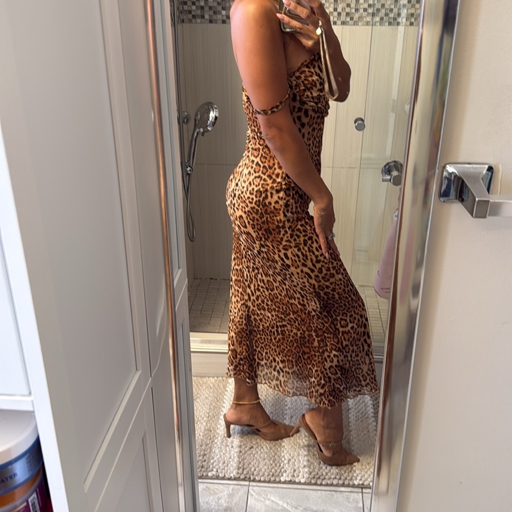 Leopard Print Strapless Dress - Picture 3 of 4